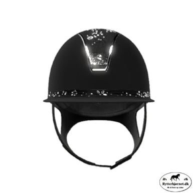Samshield 2.0 Miss Shield Shadowmatt Med Flower Swarovski Top + Frontbånd & Crystal Fabric Blazon - Sort