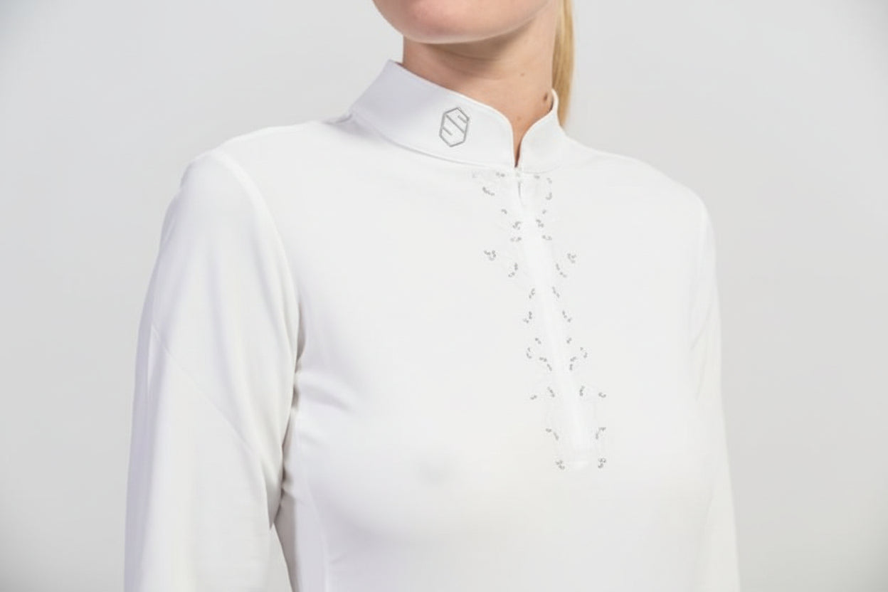 Samshield Loise Crystal Leaf Langærmet Stævneshirt - Hvid