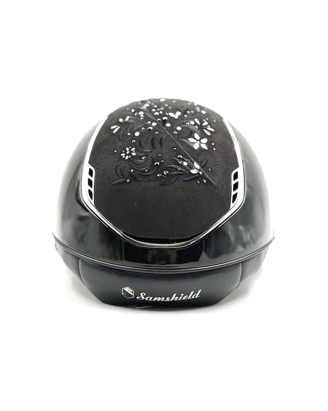 Samshield 2.0 Miss Shield Glossy Flower Swarovski T+B m. Dressur Cut - Sort