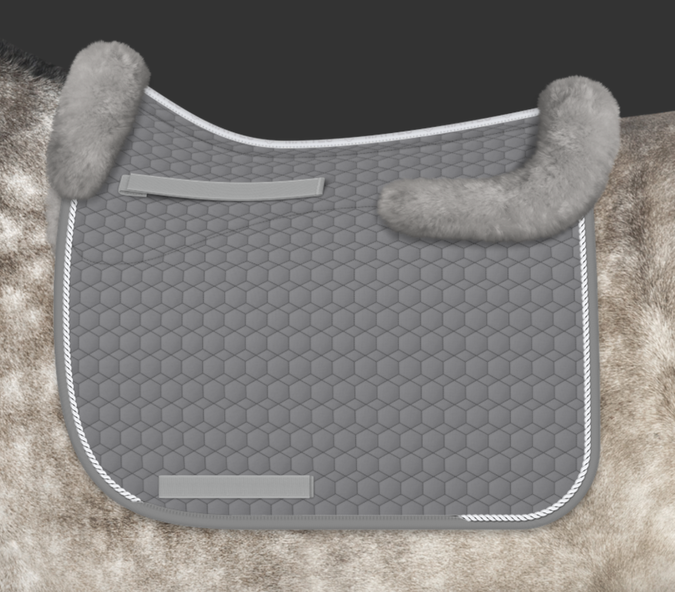 Mattes Quilt Medifell Dressurunderlag Med Kant M. 1 Trim - Grey/Grey