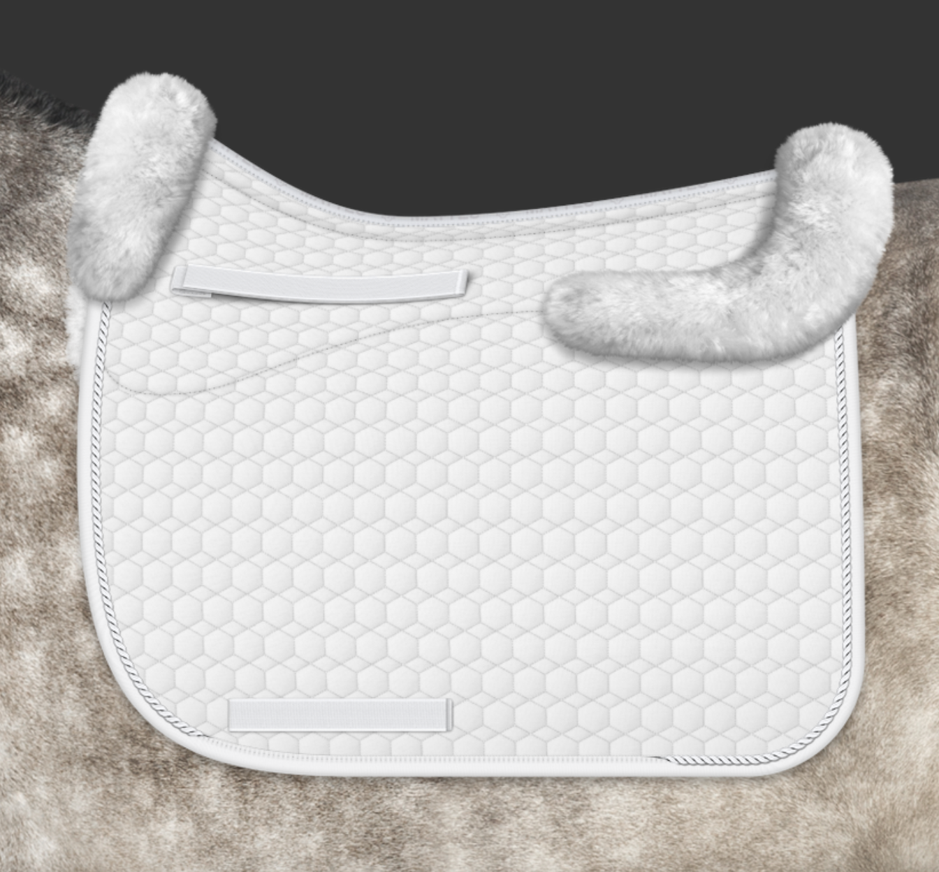 Mattes Medifell Dressurunderlag m. 1 Trim - Hvid/Hvid