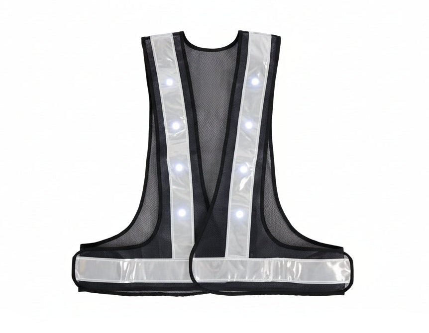 BR Refleks Vest Med Lys Til Børn - Sort/Sølv