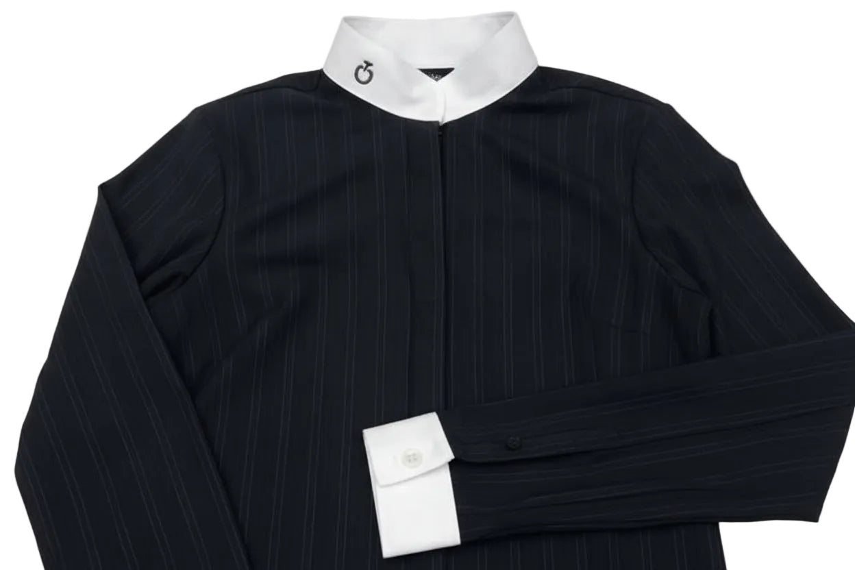 Cavalleria Toscana Embossed Stripe Stævneshirt - Navy / Hvid