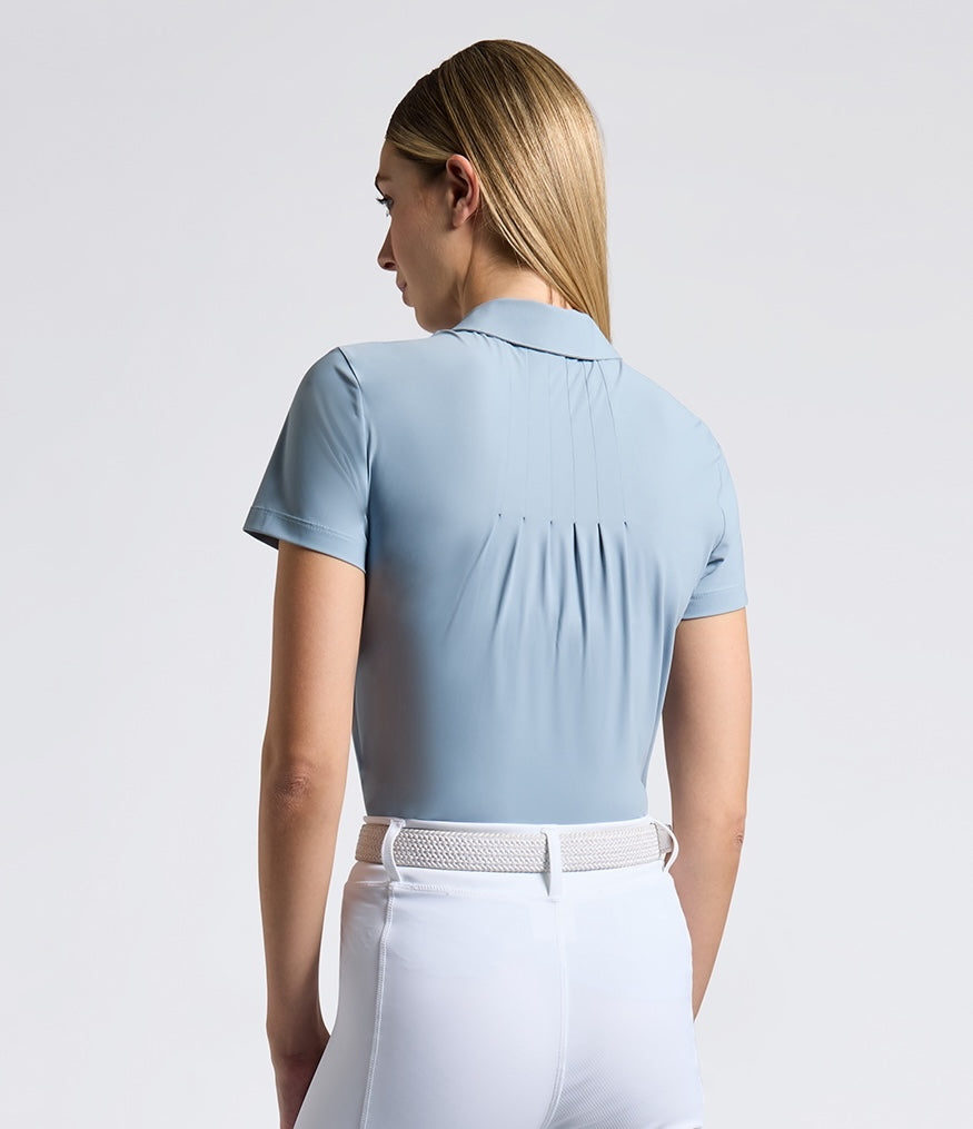Cavalleria Toscana Jersey Pleated Polo T-Shirt - Blue Fog