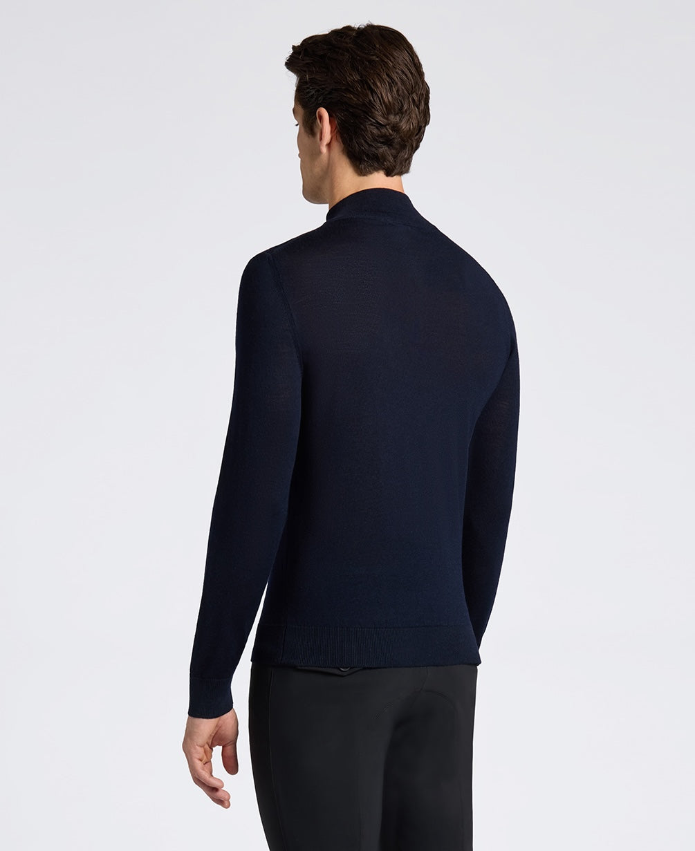 Cavalleria Toscana Merino 1/2 Zip Sweater Herre - Navy