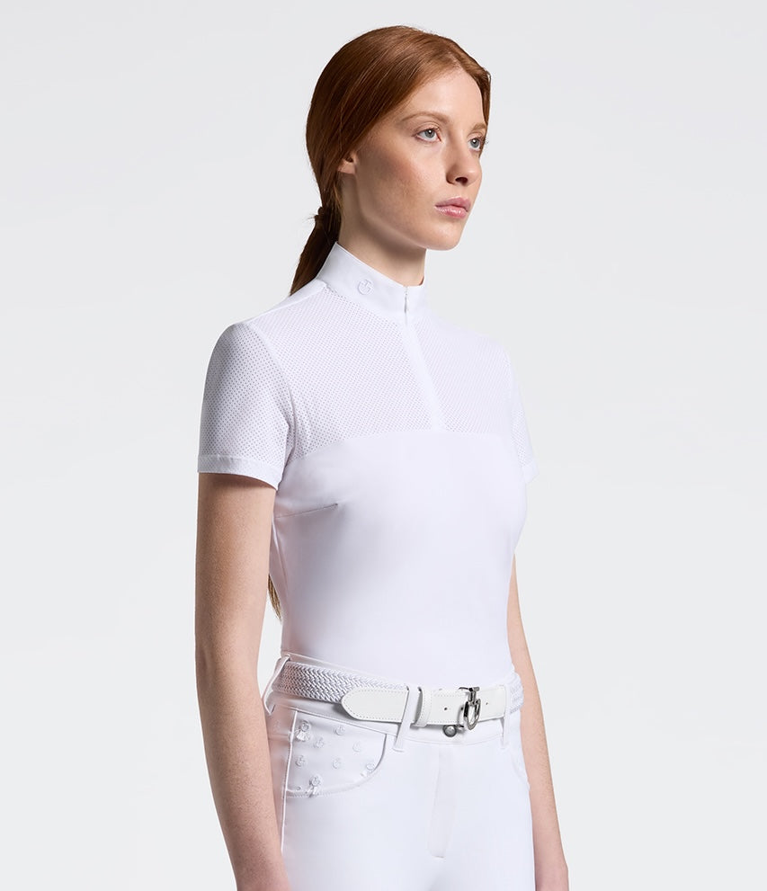 Cavalleria Toscana Perforated Jersey Stævnebluse - Hvid