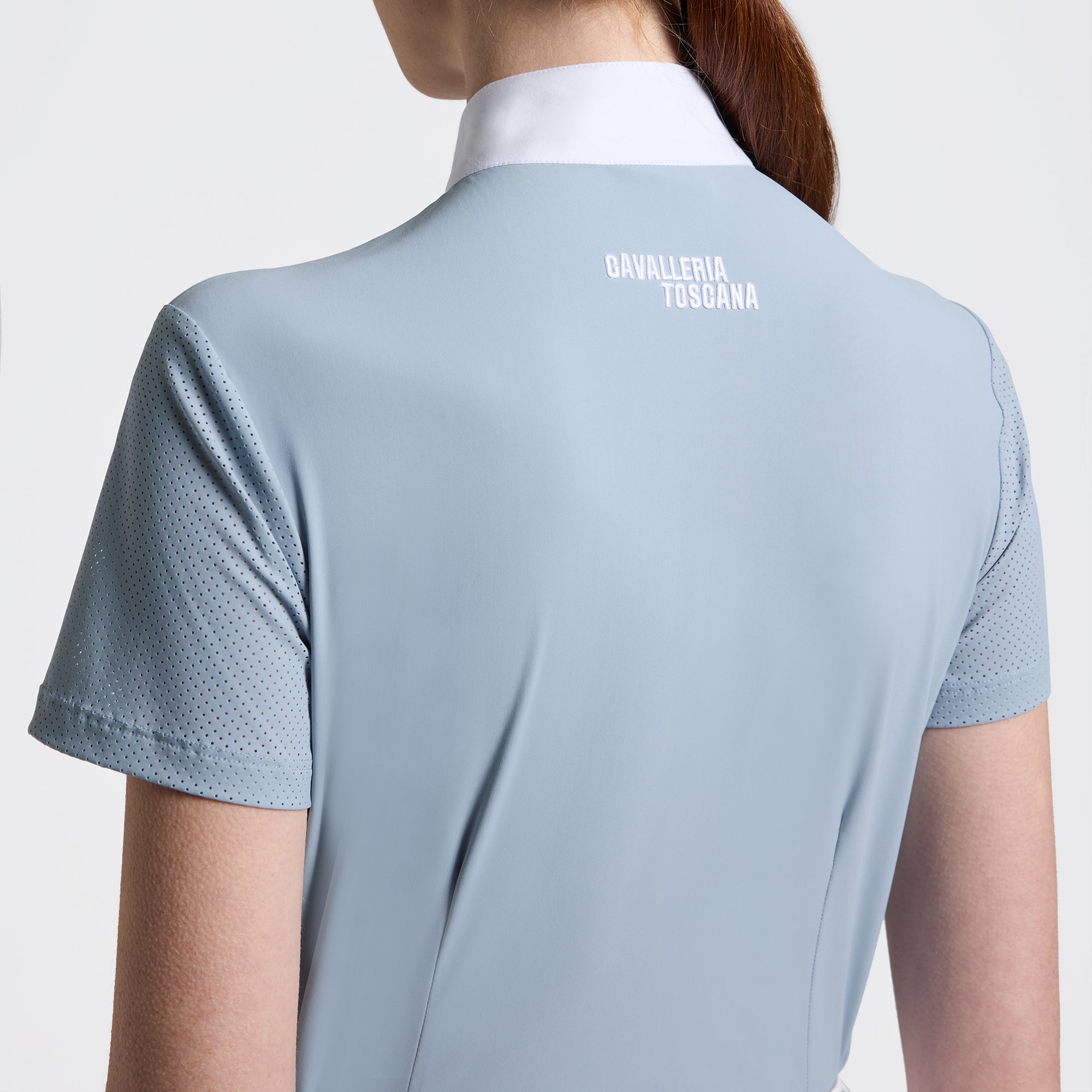 Cavalleria Toscana Perforated Stævnebluse - Blue Fog