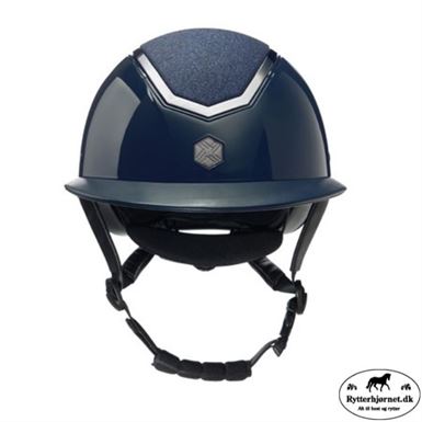 Charles Owen Kylo Glossy Ridehjelm m. Bred Skygge - Navy/Crystal
