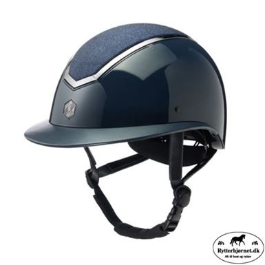 Charles Owen Kylo Glossy Ridehjelm m. Bred Skygge - Navy/Crystal