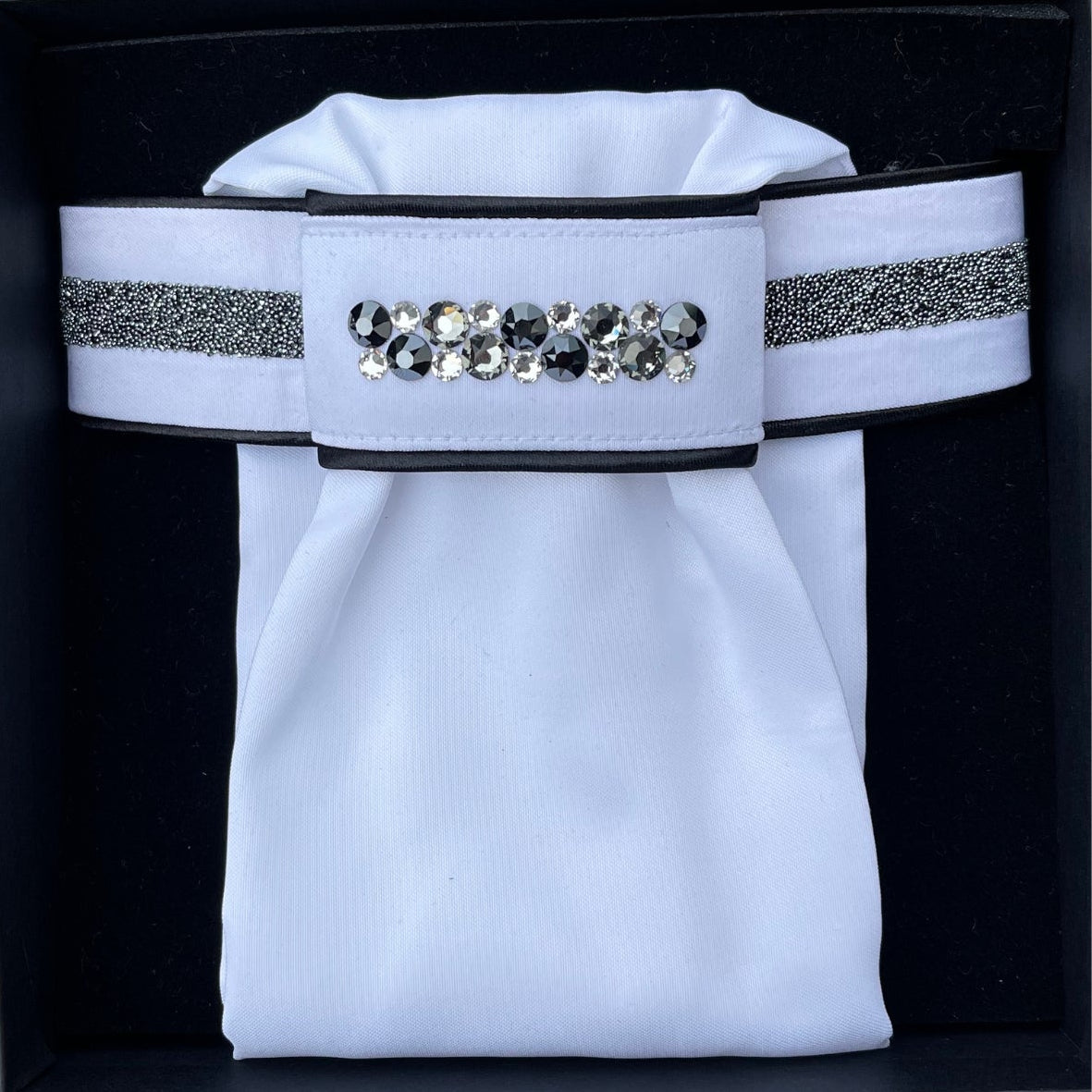 JUDI Fabric Metallic Silver Plastron Black Piping - Odessa Double