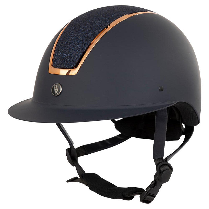 BR Ridehjelm M. Bred Skygge Omega PT. Glitter - Navy/Rosegold