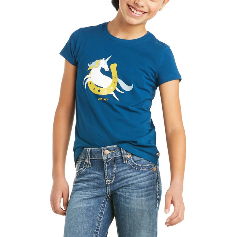 Ariat Børne T-Shirt Unicorn Moon - Blue Opal